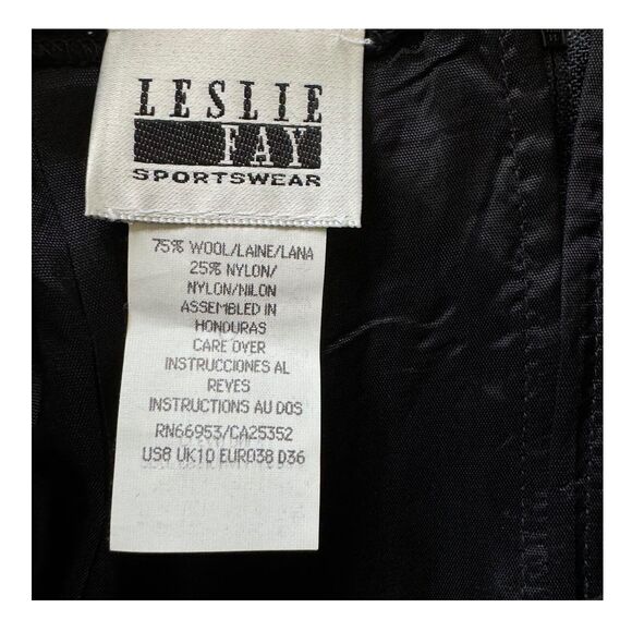 Vintage Leslie Fay Skirt Women 8 Black Straight Pencil BossBabe Witchy Academia - Picture 3 of 11